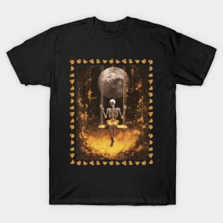 Skeleton On The Swing In The Forest Halloween Gothic T-Shirt